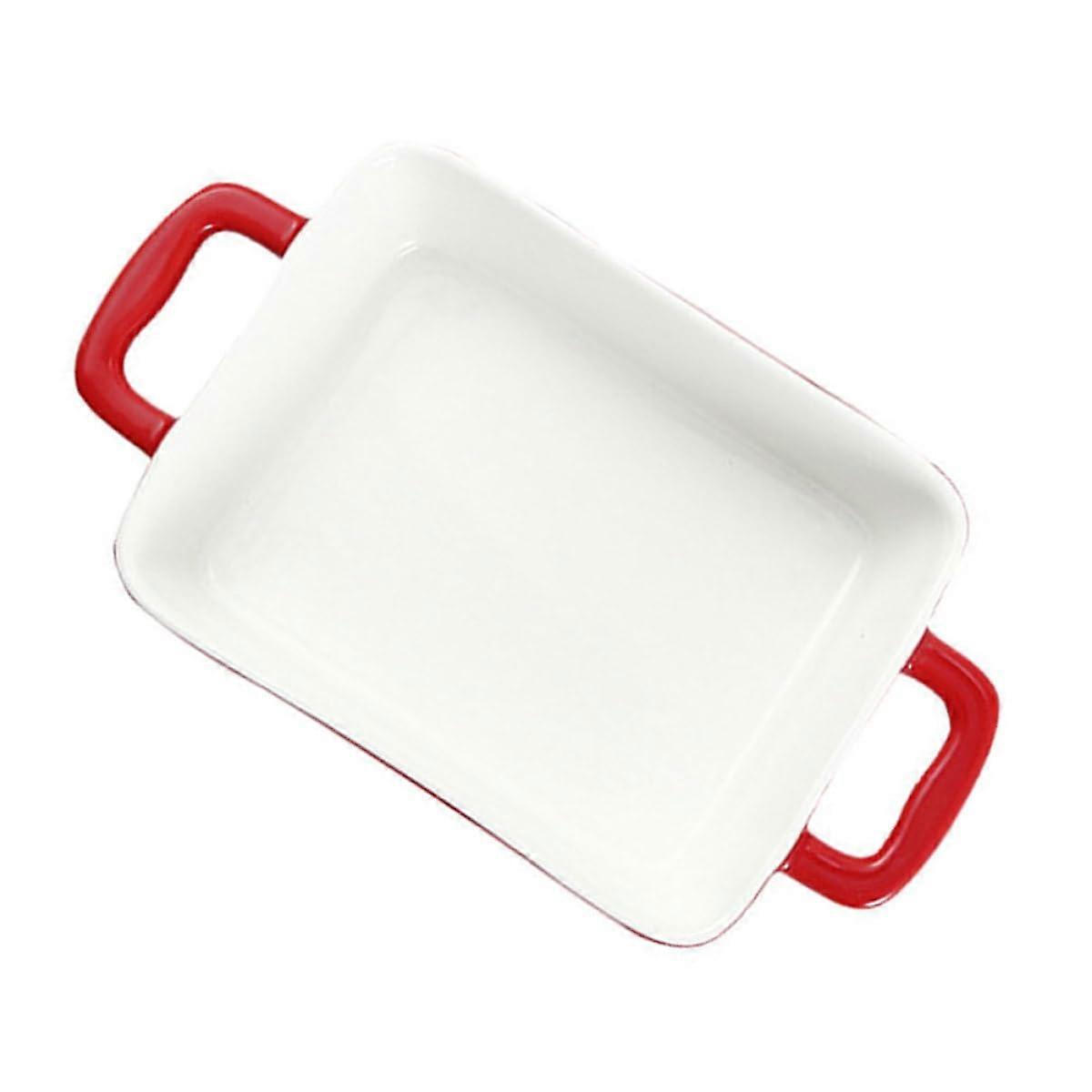 Red Ceramic Baking Dish with Handles, Oven Safe Bakeware for Even Heat Cooking and Serving