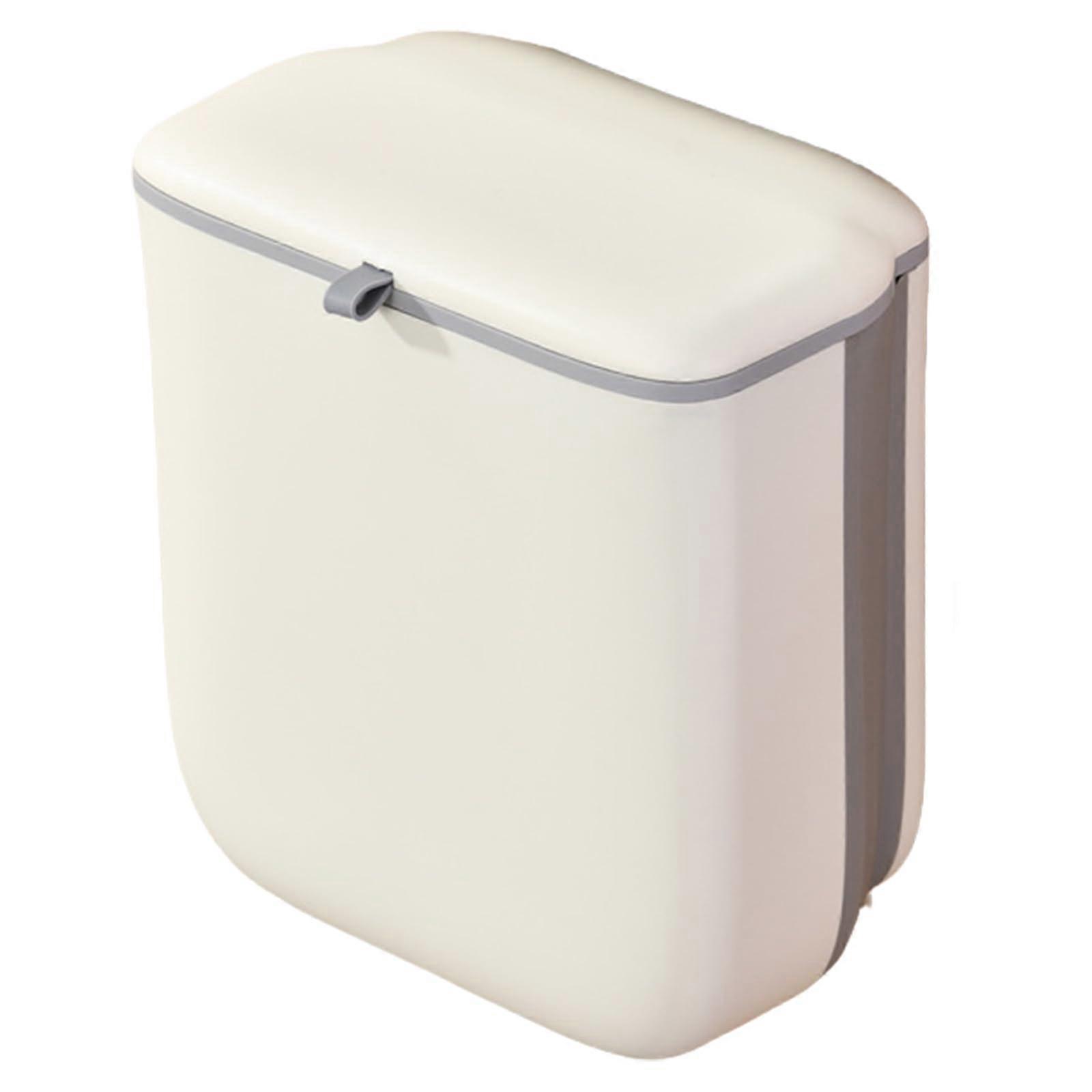 Foldable Kitchen Trash Can with Lid, Wall Mounted SpaceSaving Waste Bin for Under Sink