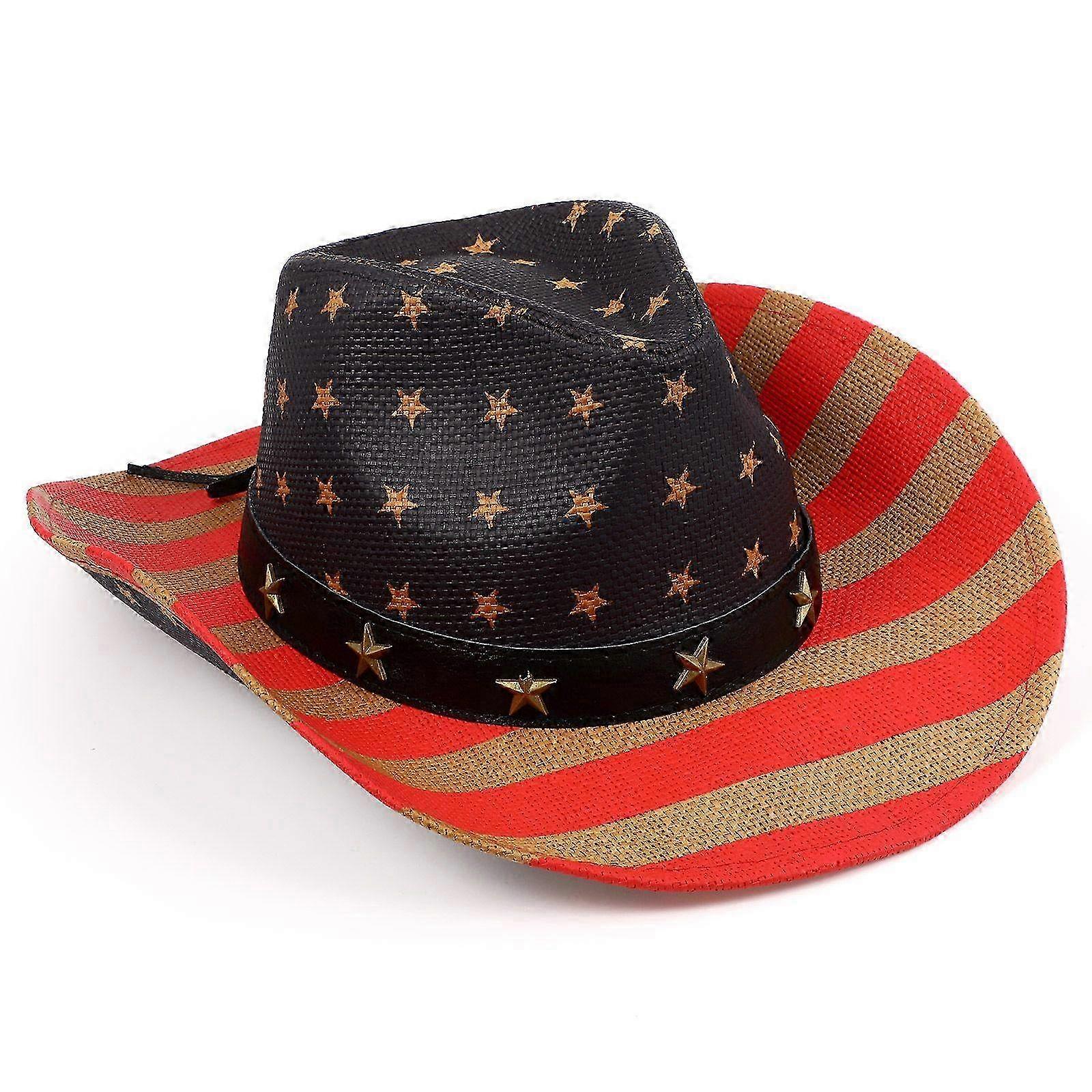 Independence Day Multi functional Straw Hat with Decorative American Flag Design