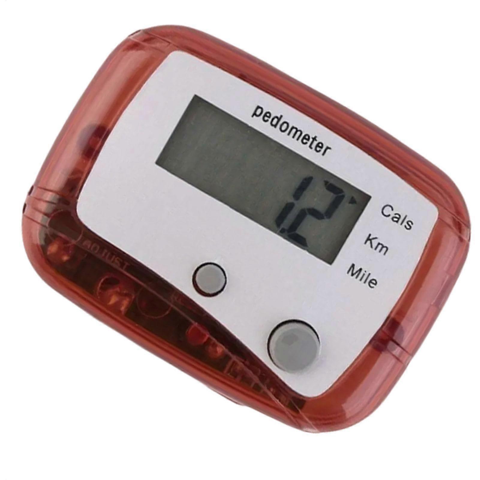 Digital Pedometer Step Counter with Clip, Accurate Step Tracking LCD Display for Walking Running Seniors Red