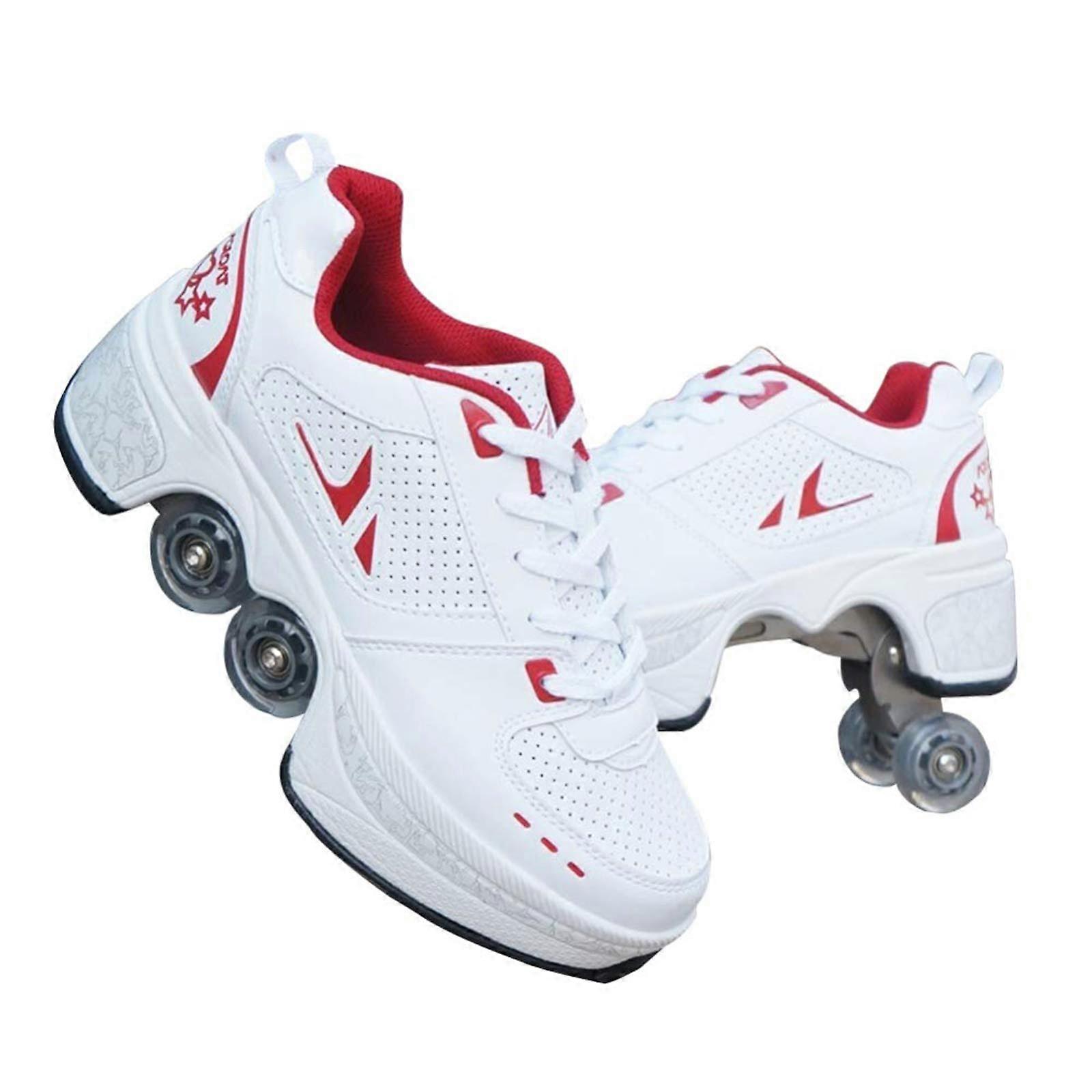 Retractable Roller Skate Shoes 2in1 Convertible Inline Skates with Foldable Wheels Size 35
