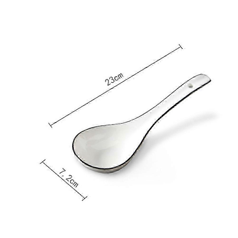Ceramic Spoon Tableware for Home 1Pcs Household Soup Spoon Black