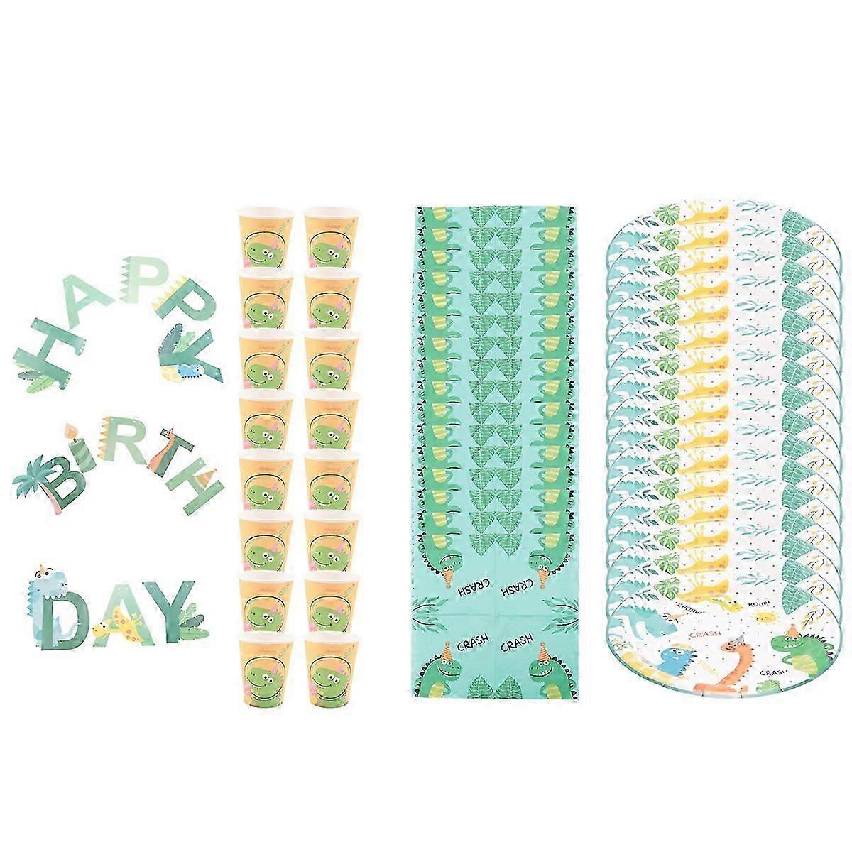 49Pcs Dinosaur Theme Party Disposable Tableware Set Paper Plate Cup