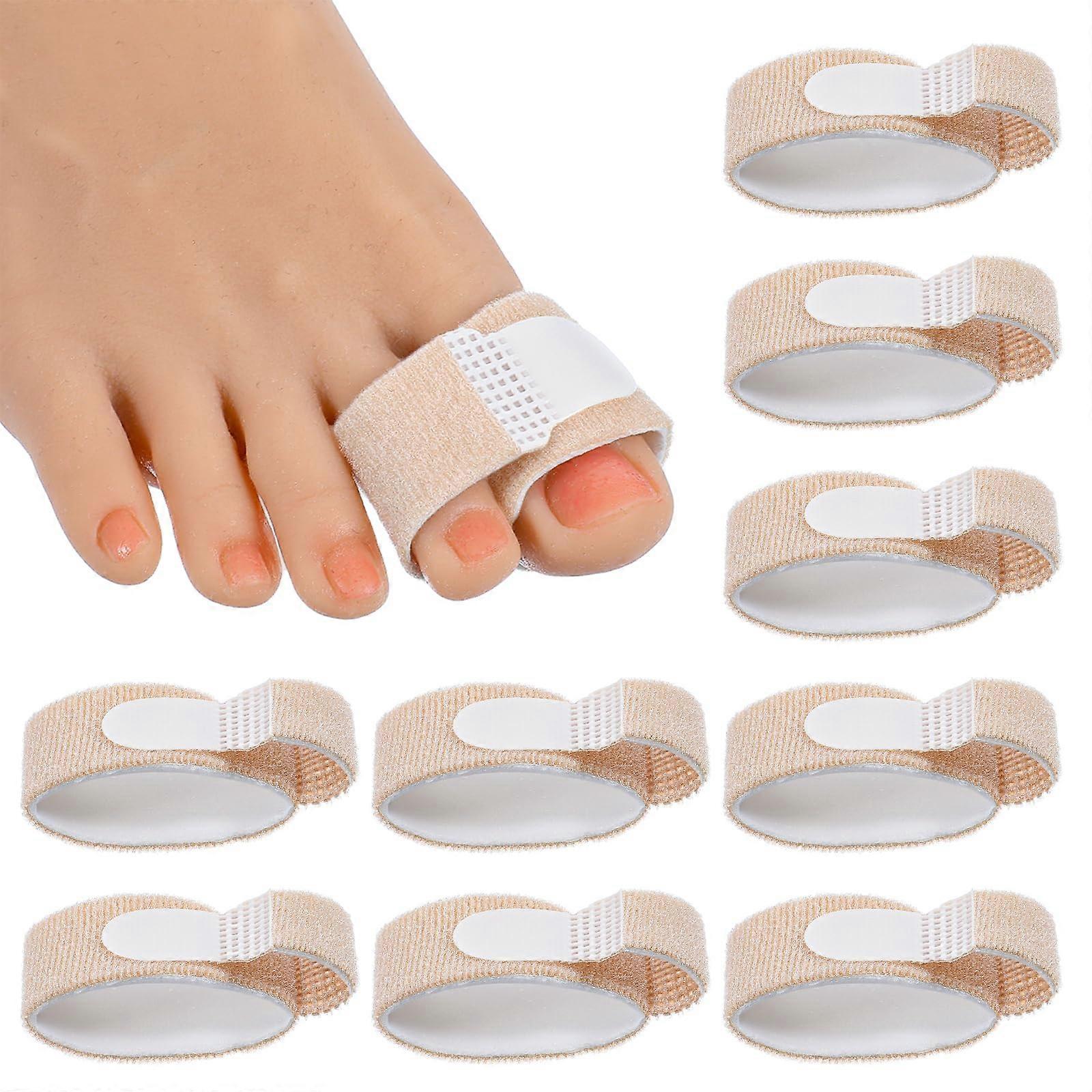 Toe Separators and Wraps 10 Pack for Pain Relief, Fabric Toe Corrector for Overlapping or Broken Toes