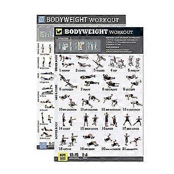 Bodyweight Exercise Set Laminated 2 Chart Set Men and Women Body Weight Workouts Gym Fitness