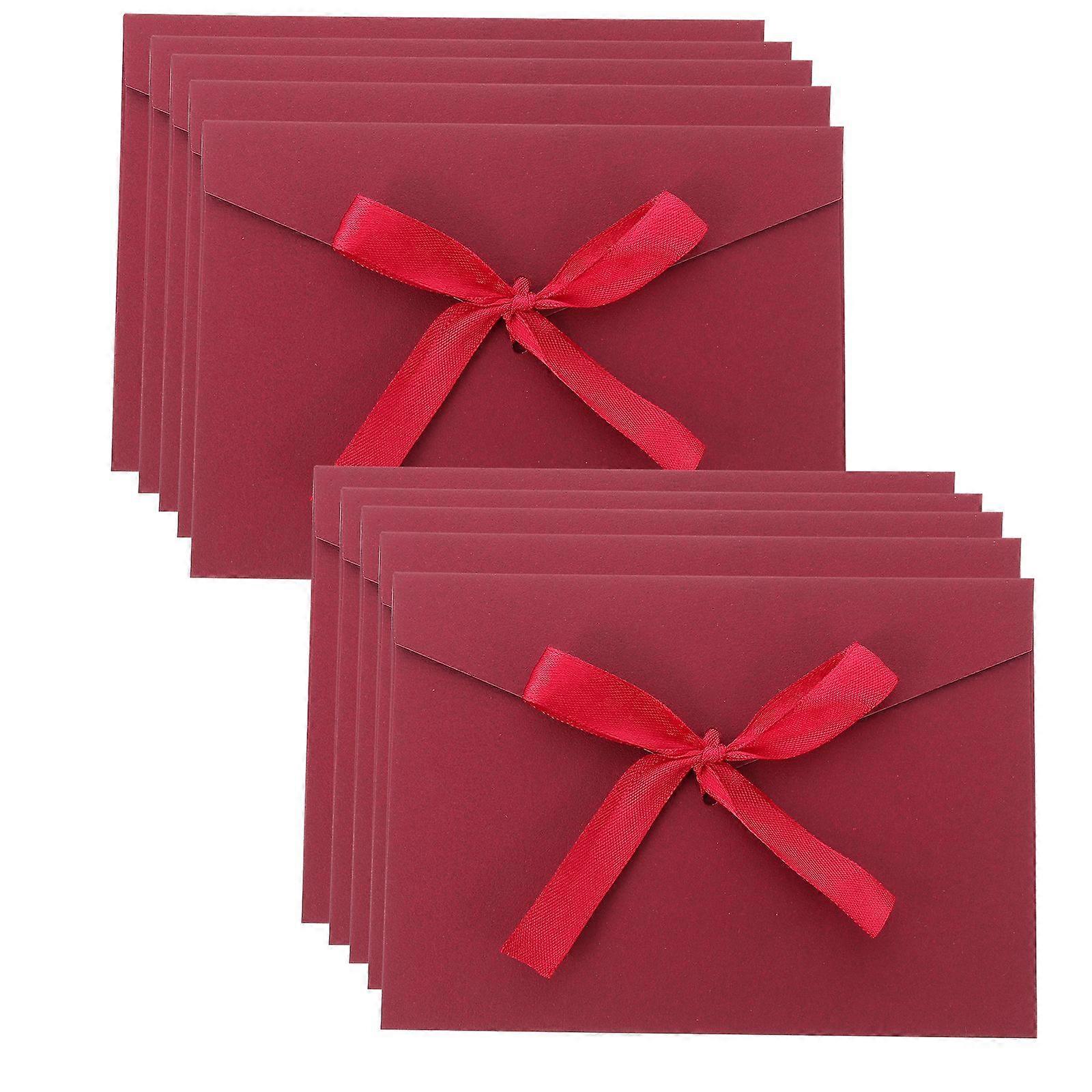 10Pcs Postcard Envelope with Bow-tie Thickened Envelope for Invitation and Blessing Cards