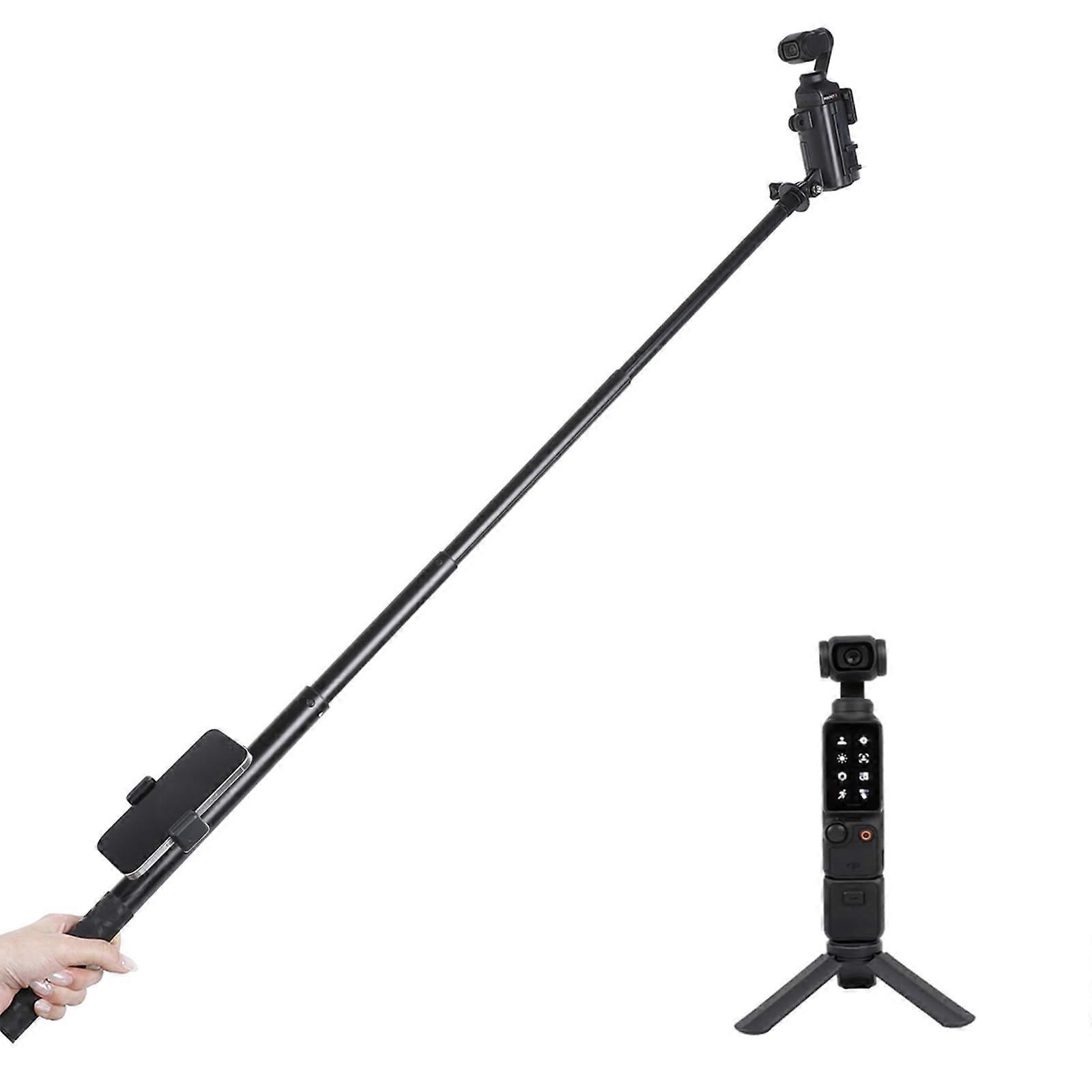 Selfie Stick with Protective Cage Mount for Osmo Pocket 3, 155cm Extendable Tripod for Vlogging Camera