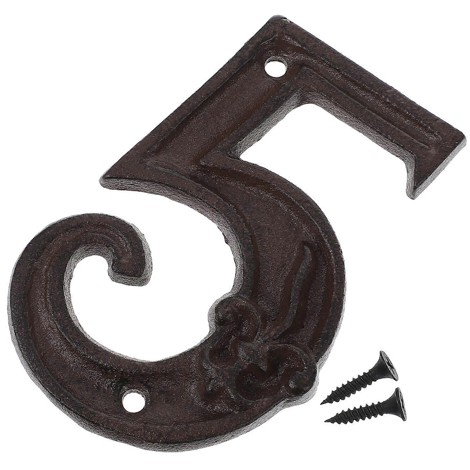 Decorative Cast Iron Door Number for Home Use Rustic Number 5