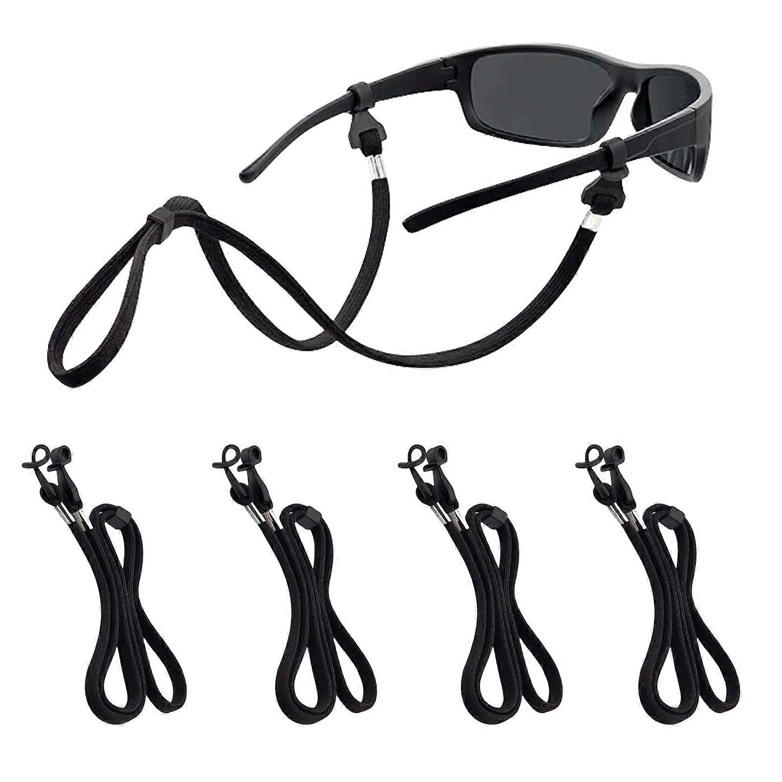 4Pcs Adjustable Eyeglass Strap Black Glasses String Holder for Sunglasses and Reading Glasses