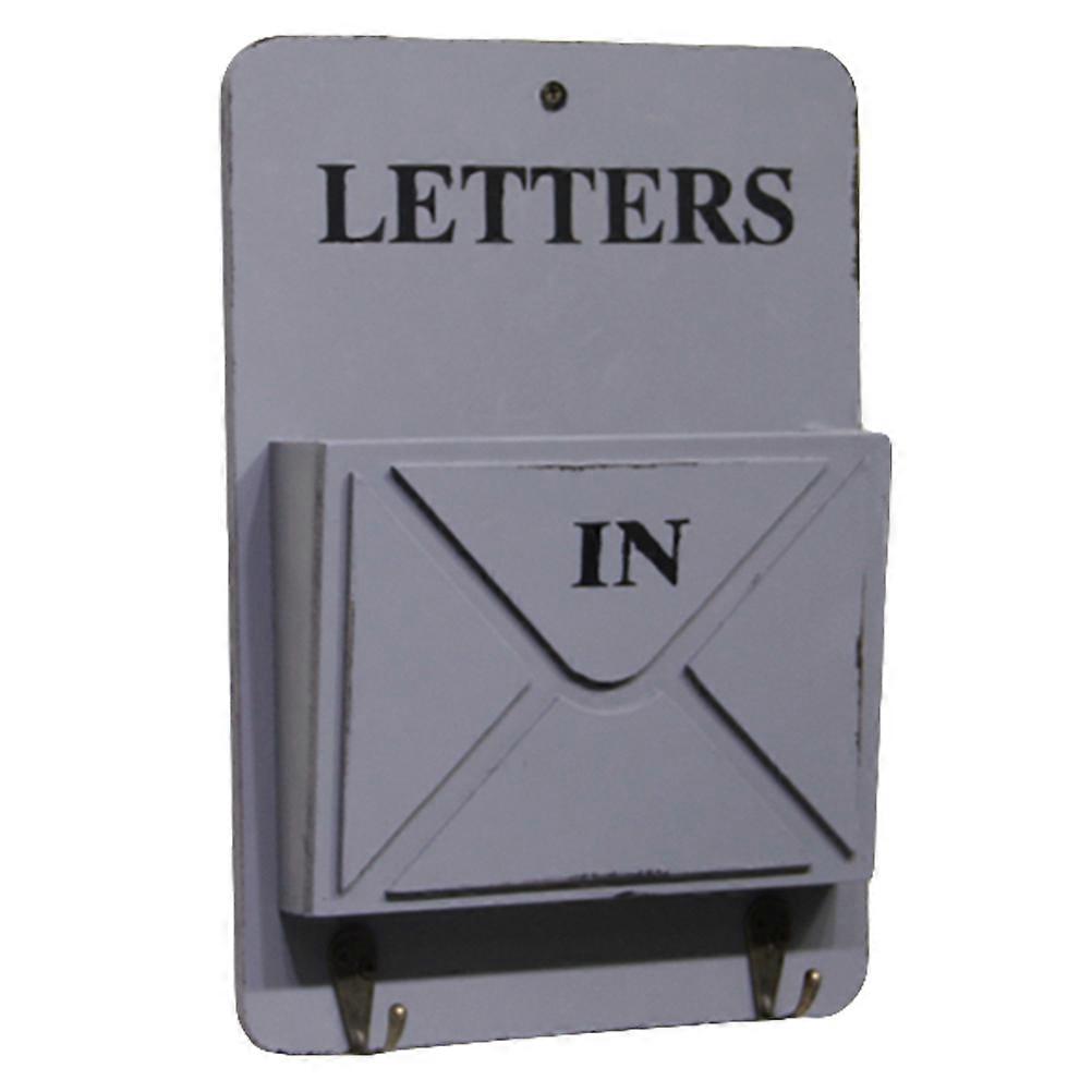 Wooden Mail Organizer Holder for Storage with 2 Hook Rack