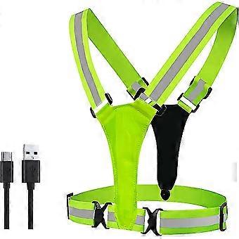 Led Reflective Vest Running Gear, Usb Rechargeable Led Light Up Vest High Visibility With Adjustable Waist/shoulder For Jogging Running Cyclin