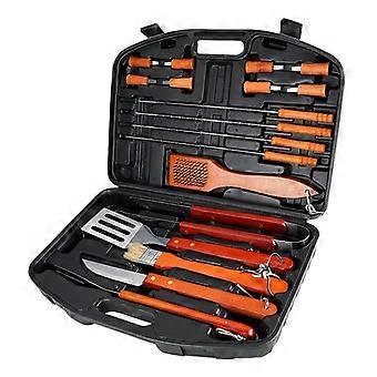 Conjunto de utensílios de cozinha para atividades ao ar livre com 18 peças, incluindo utensílios brancos com estampa de dinossauro, ideal para camping e culinária.