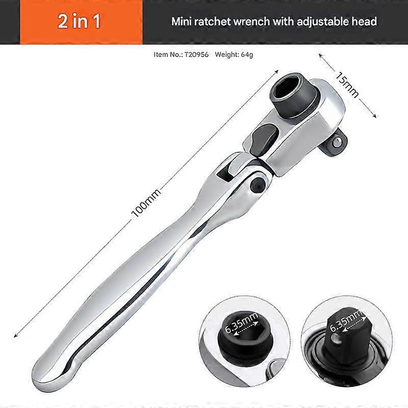 Mini Ratchet Wrench Dual Head Two-in-One Adjustable Socket Handle