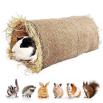 Natuurlijk geweven konijnentunnel en konijnenhuisje voor kleine dieren, een veilige knaagplek en knusse slaapruimte.