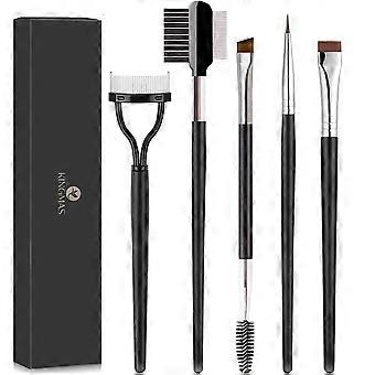 Eyebrow Brush & Eyelash Separator Eyeliner Brush and Brow Comb Lash Spoolie Brush, Steel Mascara Comb Grooming Brush, 5Pcs Eye Makeup Tools