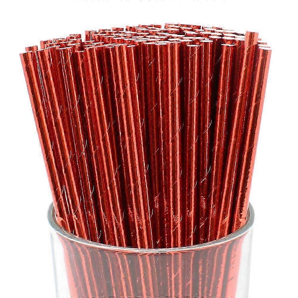 Disposable Drinking Paper Straws (200pcs,Metallic Red)