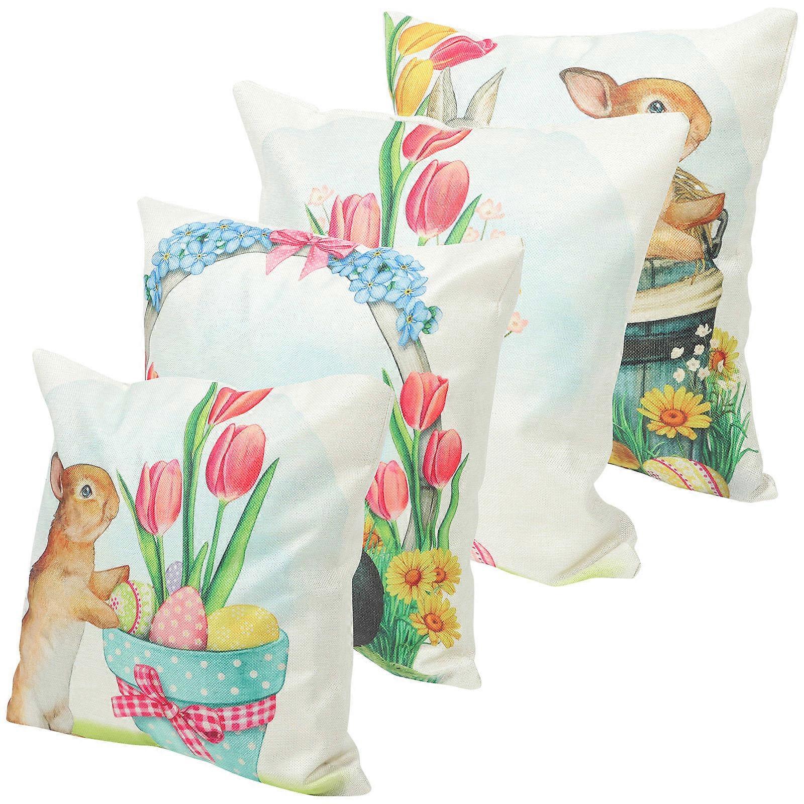 16Pcs Easter Throw Pillowcase Comfortable Cushion Cover for Home Use