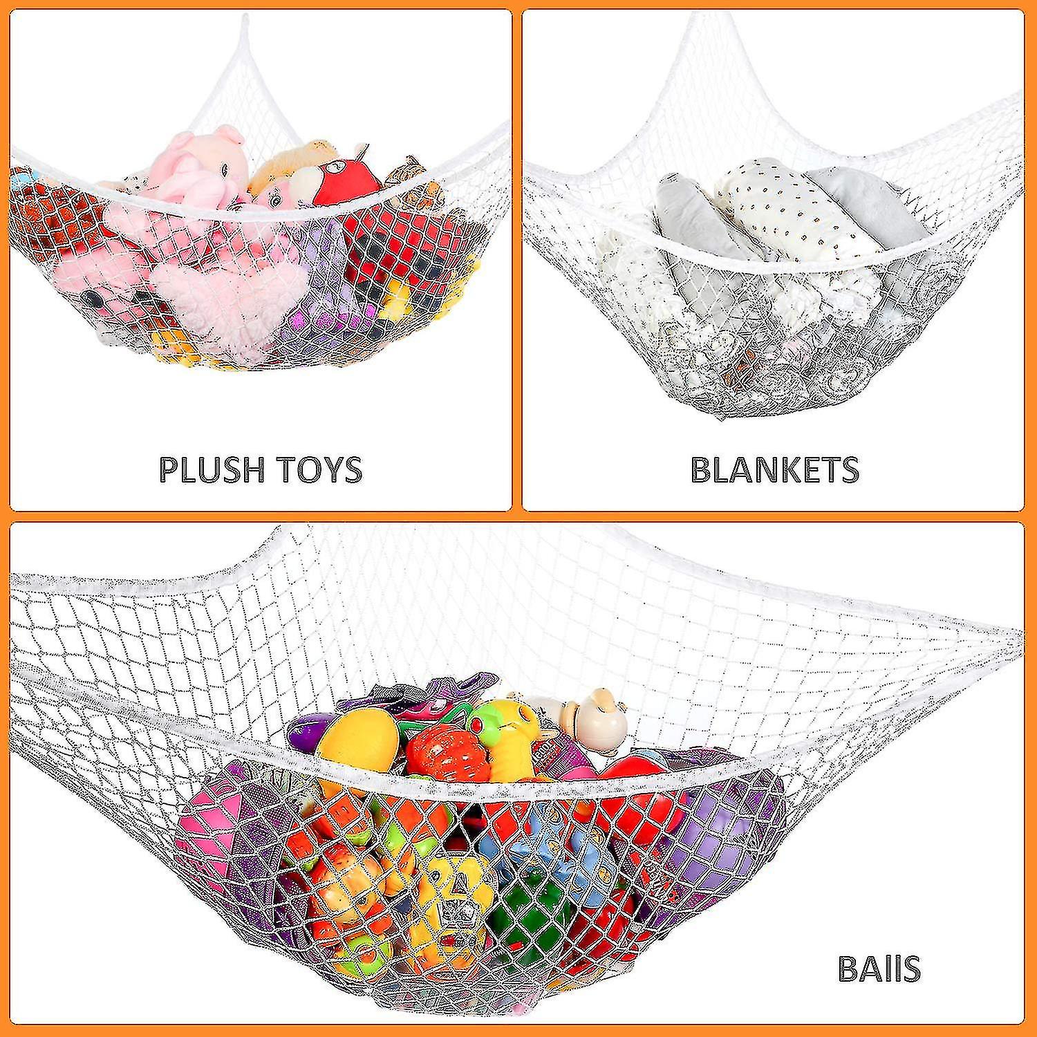 Jumbo Toy Hammock Stuffed Animals Corner Net Large Hanging Net, Pink