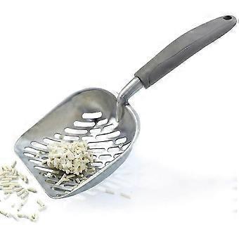 Durable Metal Cat Litter Scoop, Solid Aluminum, Deep Strainer with Ergonomic Handle, Jumbo Size for Easy Cleaning