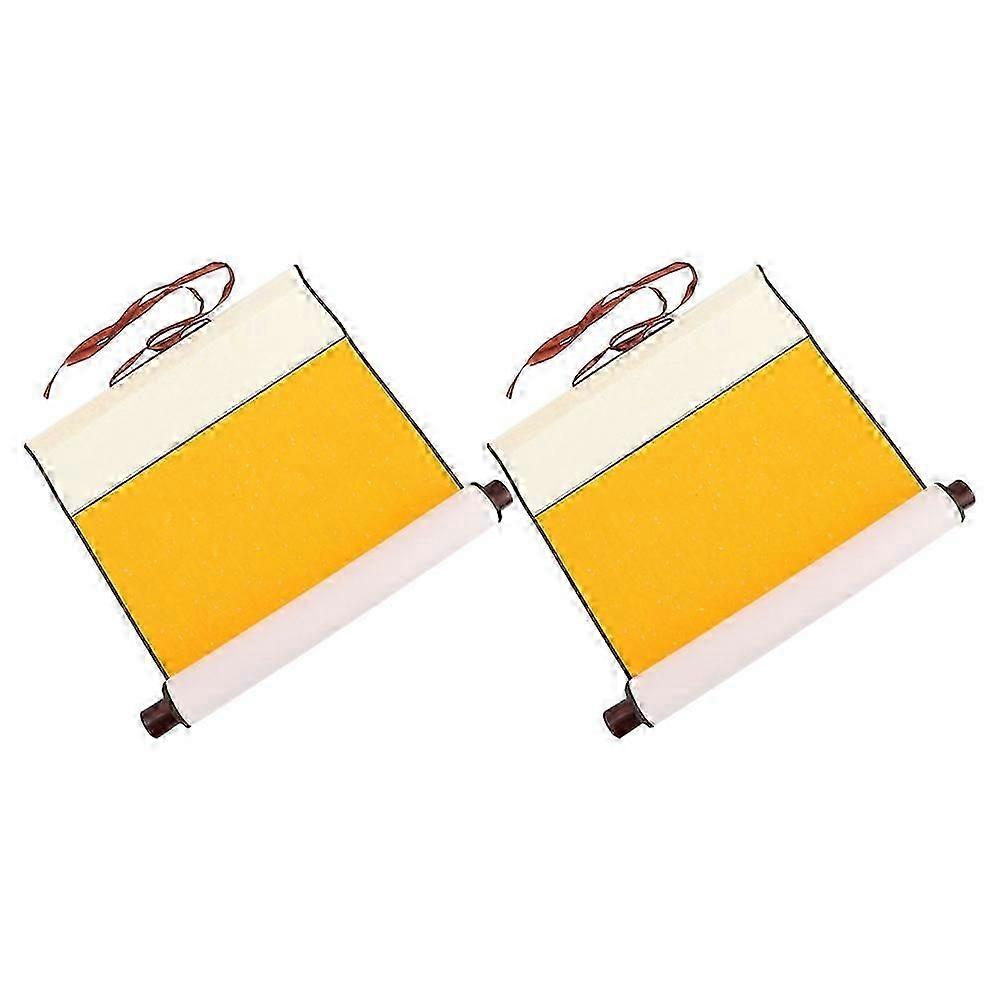 Calligraphy Scroll Paper Hanging Scroll for Painting Use 2Pcs Yellow