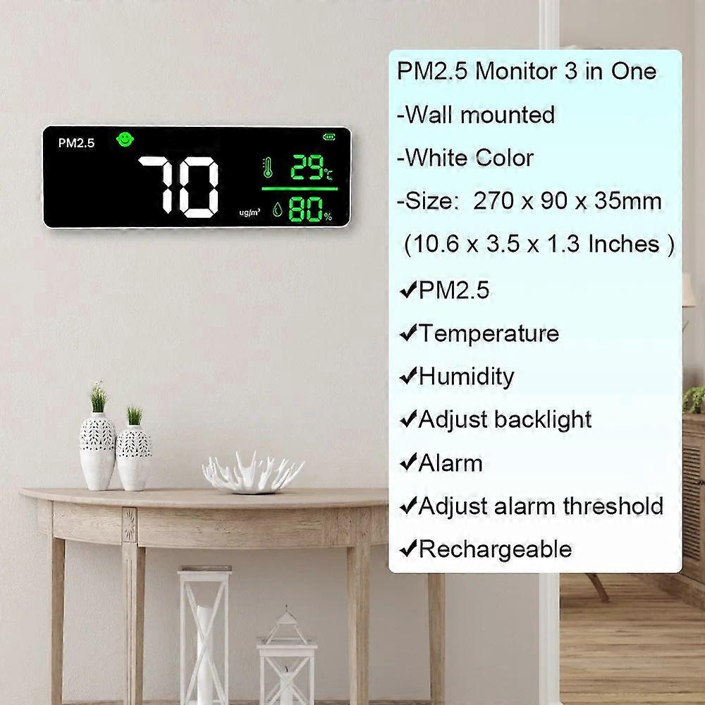 Wall-mounted PM2.5 detector with laser sensor, LED digital display, high-precision dust detector compatible