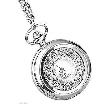 Vintage Steampunk Pocket Watch with Chain Large Filigree Flower Round Necklace Watch for Men Women Birthday Gift