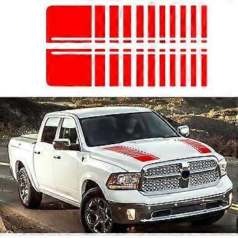 Car Hood Modified Racing Stripes Vinyl Decorative Scratch Decals 2 Pieces for All Cars SUV Truck Off-Road Vehicle Universal (F1 Red)