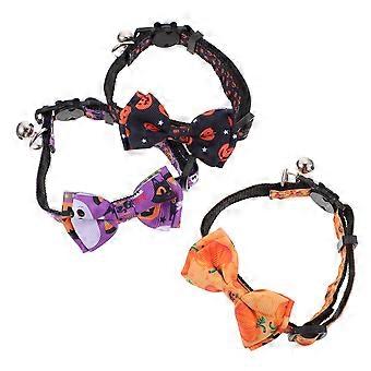 Halloween Cat Collar Adjustable for 6Pcs Small Pets with Bell Decorations