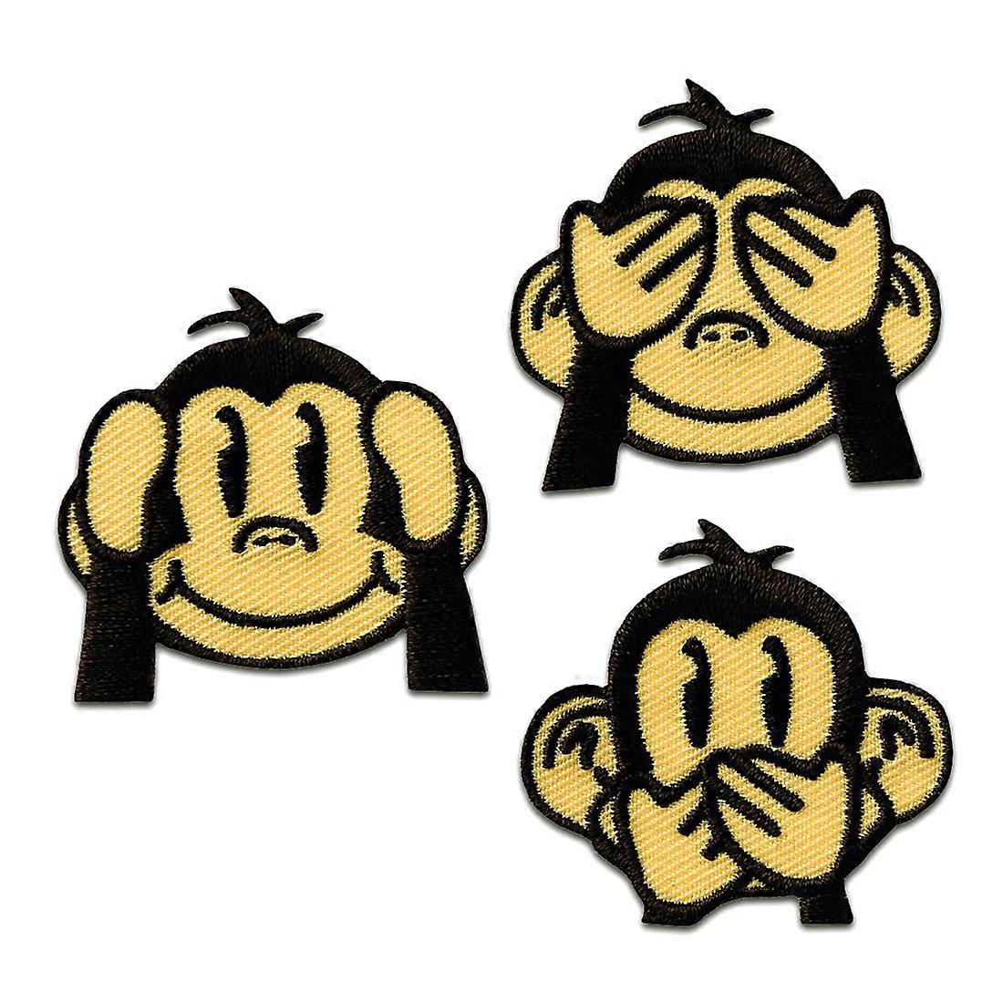 Patch / thermocollant - Lot de trois singes - marron - env. 3,5x3,5cm - patch