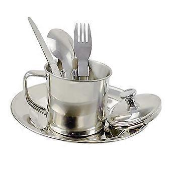 Stainless Steel Camping Cookware Set for One Person, Lightweight Hiking and Compact Outdoor Cooking Kit