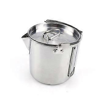 Camping Kettle Stainless Steel with Foldable Handle, Lightweight for Hiking Outdoor Cooking and Quick Pour