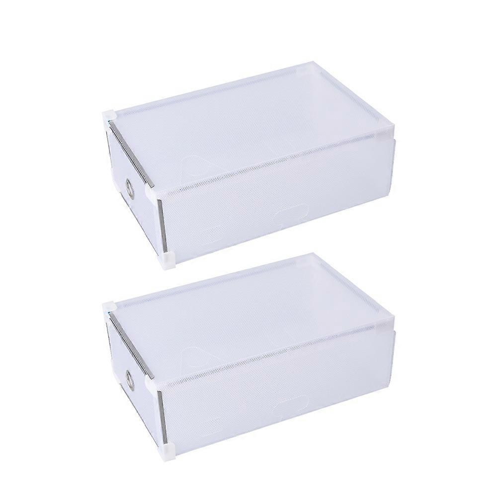White Drawer Shoes Storage Box for Women 2Pcs Stackable Organizer