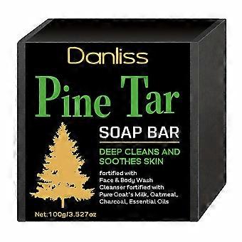 Pine Tar Soap Bar for Face and Body, Deep Cleansing Soap Nourishes Dry Rough Skin, Removes Dirt and Excess Oil, Gentle for All Skin Types, 100g