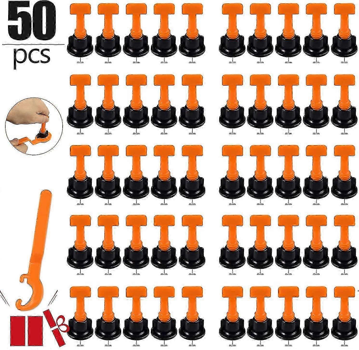 Z6 Karo Tesviye Sistemi, 50 Parçalı Klipsli Karo Tesviye Seti, Özel Anahtarlı Karo Tesviye Aleti, Duvar İnşaatı İçin Karo Seviye Ayarlayıcı
