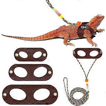Bearded Dragon Lizard Leash Harness, 4 Size Pack Adjustable Small Animal Harness For Reptile And Small Pet