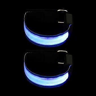 Night Running LED Light Armband with Arm Safety Strap 2Pcs Blue Nylon