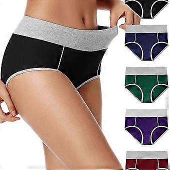 Sportliche Damen-Slips mit hohem Bund, 5er-Pack, Übergröße, weiche Baumwoll-Spandex-Slips, bequeme Passform