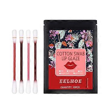 EELHOE Cotton Tip Lip Glaze, Cotton Swab Lipstick Moisturizing Non-Stick Cup Portable Lip Brush Dyeing Lip Liquid Disposable Lipstick Liquid