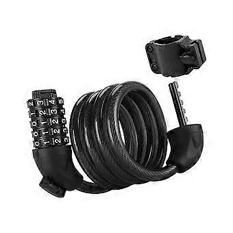 Fietsslot met combinatiecode, 120 cm, kabelslot, 5-cijferig combinatieslot, fietsslot voor racefiets, zwart.