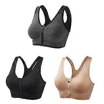 3 Pack Womens Front Zipper Wireless Sports Bra Breathable High Support Workout Yoga Post Surgery Bra