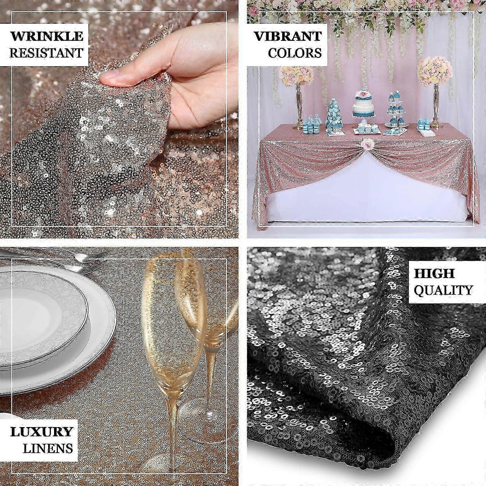 90 Inch Square Premium Sequin Tablecloth Overlay Table Topper For Wedding