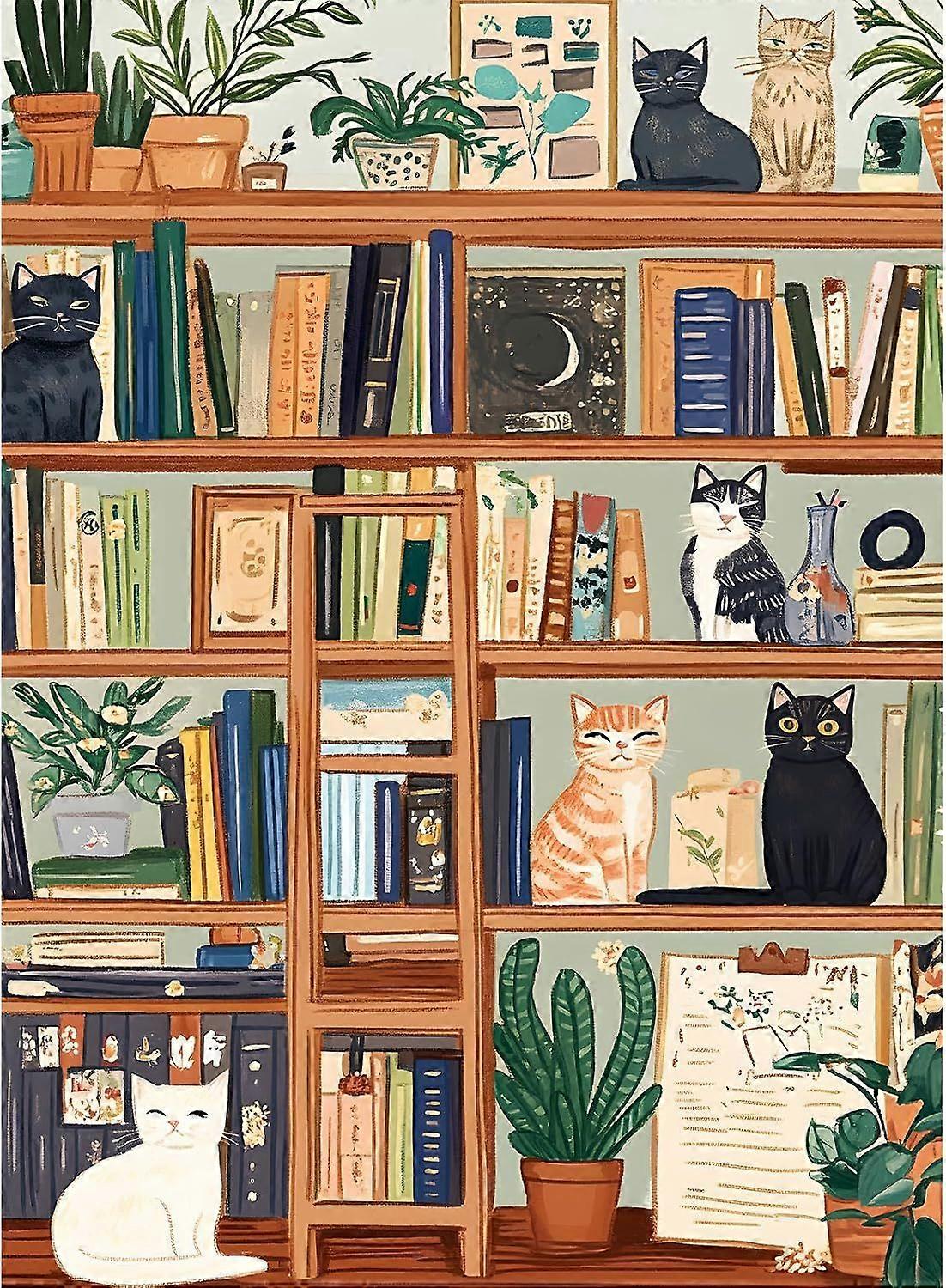 Charming Cat Bookshelf Brain-Teasing Puzzles JI-1699