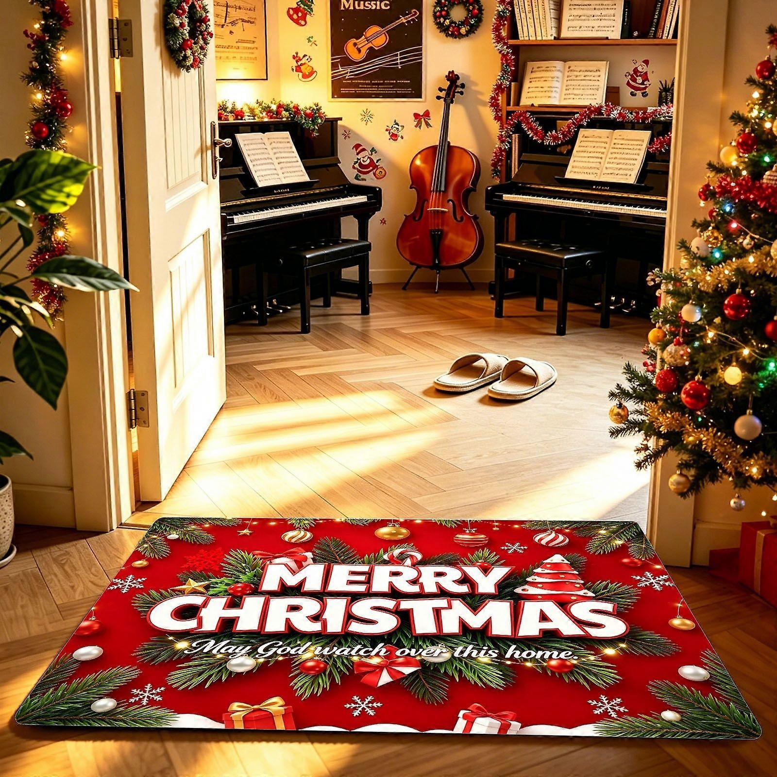 Floor Mat Featuring MERRY CHRISTMAS Artwork