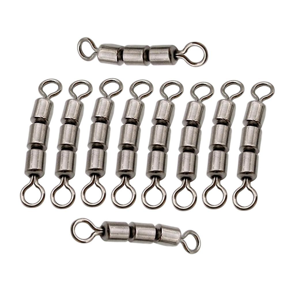 10pcs Fishing Triple Rolling Swivels Solid Ring Hook Line Connector 06