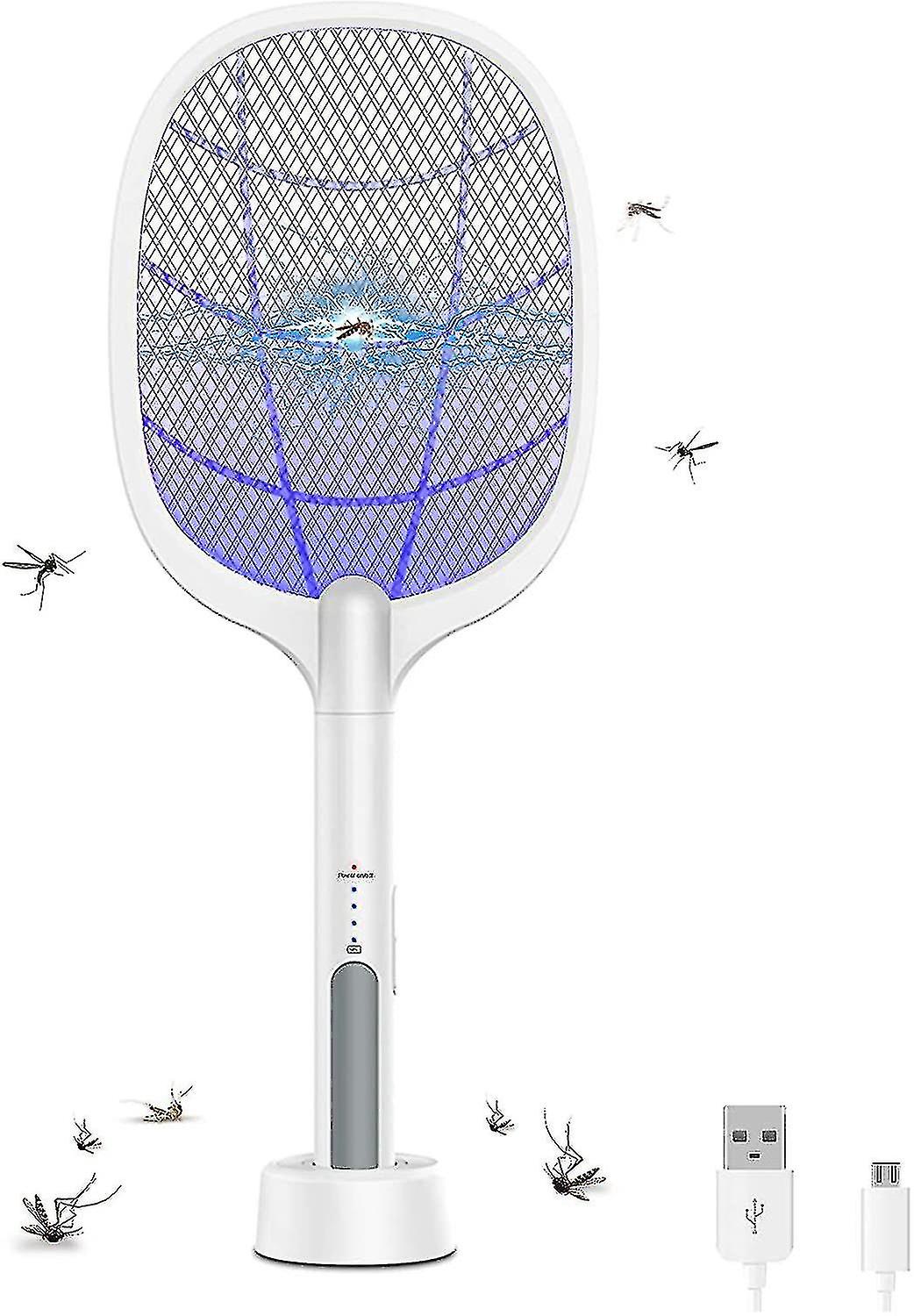Electric Fly Swatter,usb 2 In 1 Racket,3-layer Mesh,21.2" X 8.6"