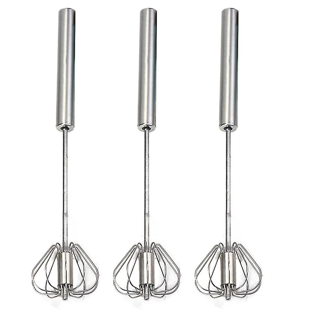 Stainless Steel Semi-automatic Egg Whisk - 3pcs Hand Push