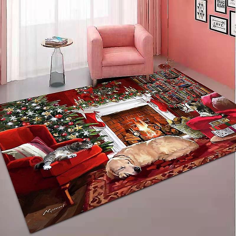 Weihnachtsteppich Rund – 3D Optik Mit Rutschfester Unterseite (Durchmesser 60 Cm)