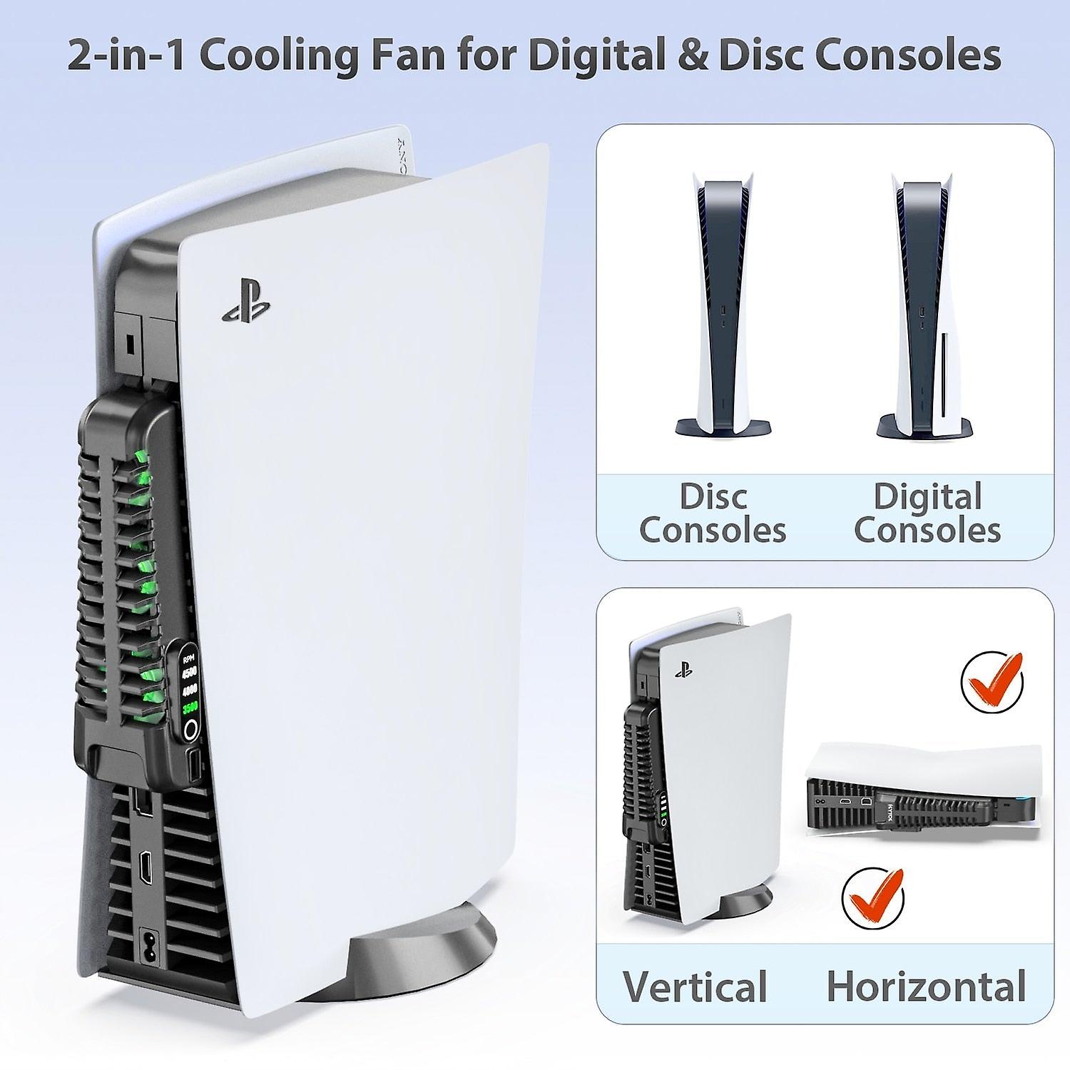 External Cooling Fan For PlayStation 5 Slim – Black, USB-Powered Console Cooler