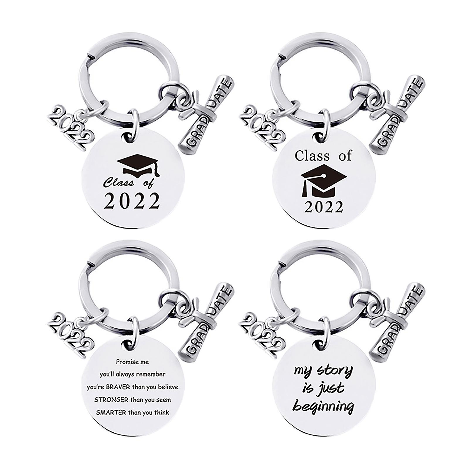 4Pcs Keychain Keyring with Lettering for Valentine's Day Graduation Gift