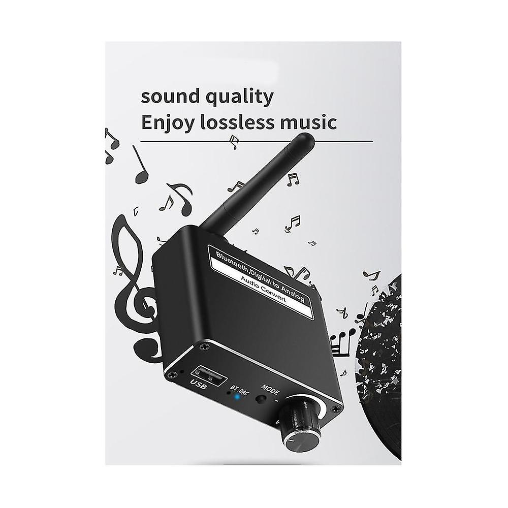 Wireless Bluetooth 5.0 Digital To Analog Dac Converter With Remote Control Coaxial 3.5mm Support Us